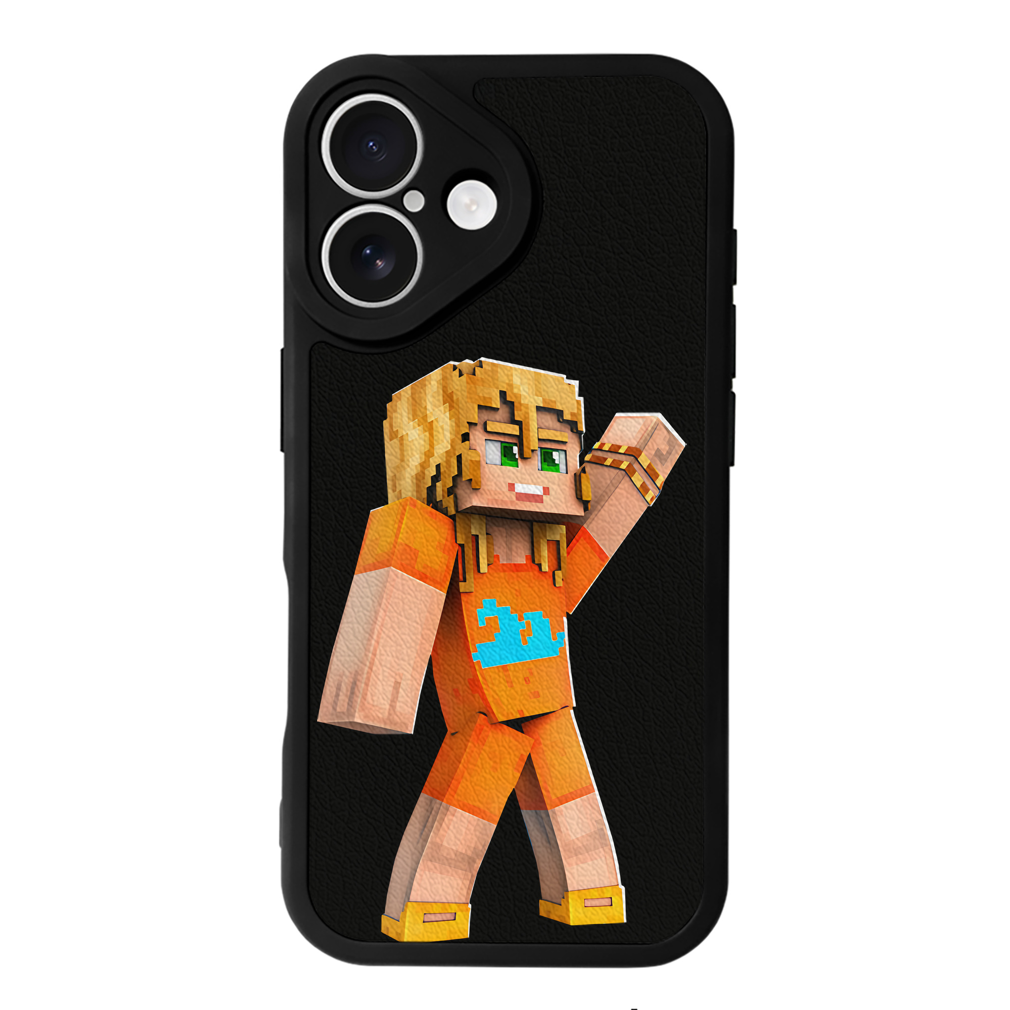 （画像用） マインクラフト ブロックの世界 Minecraft MC Block world 【iPhone 16シリーズ対応】シリコンスマホケース（レザー調） 材質：シリコン